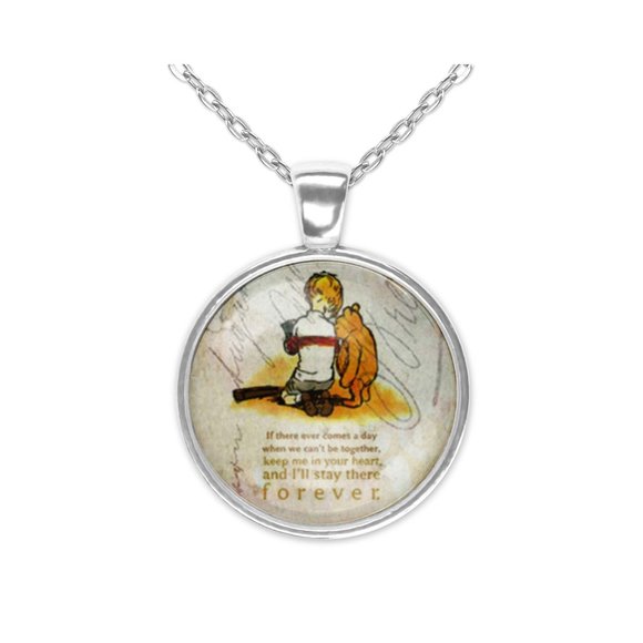 Forever Love Winnie the Pooh Christopher Robin Life Quote Pendant Necklace